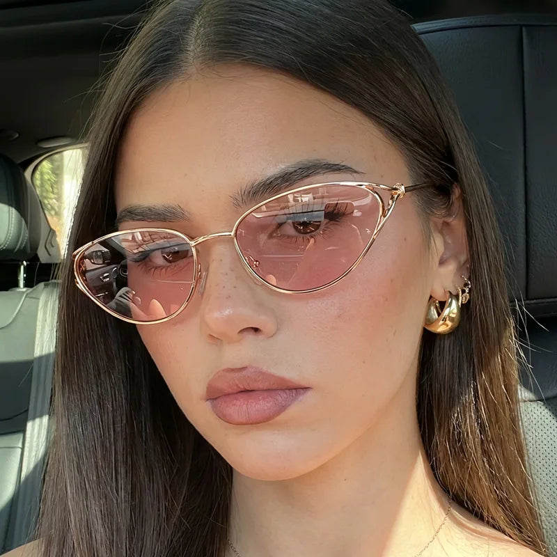 Y2K Vintage Metal Cat Eye Sunglasses – Unisex Steampunk Cat Eye Sunglasses SWANS