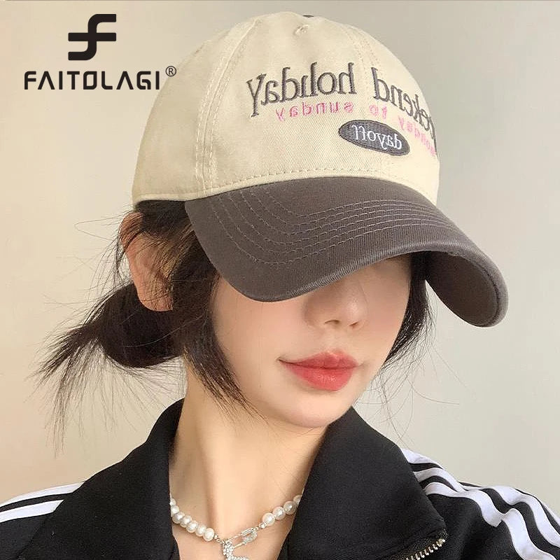 Y2K Patchwork Baseball Cap – Letter Embroidery Snapback Hat Baseball Cap SWANS
