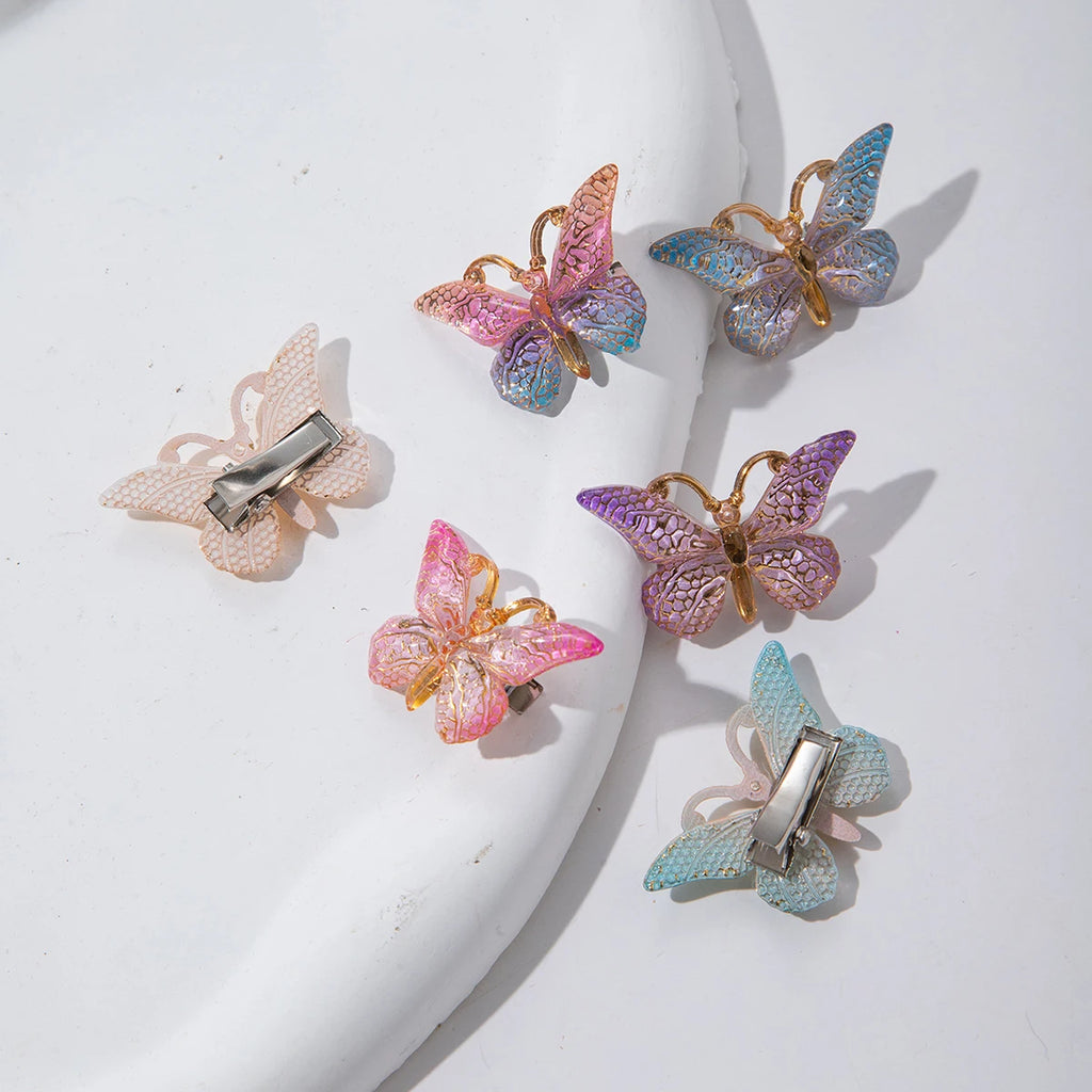 5-Pack Butterfly Macaron Gradient Hair Clips for Girls & Women Hair Clips Barrettes SWANS