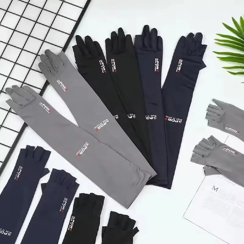 UPF 50+ Ice Silk Arm Sleeves – 5-Finger UV Cover for Outdoors UV Arm Sleeves SWANS