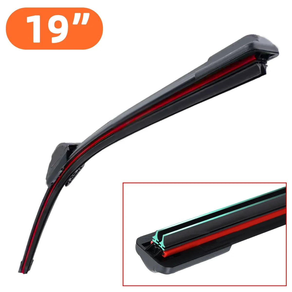 Universal Double Rubber Wiper Blade J/U-Hook – All-Season Windshield Wiper Blade SWANS 19inch (475mm)