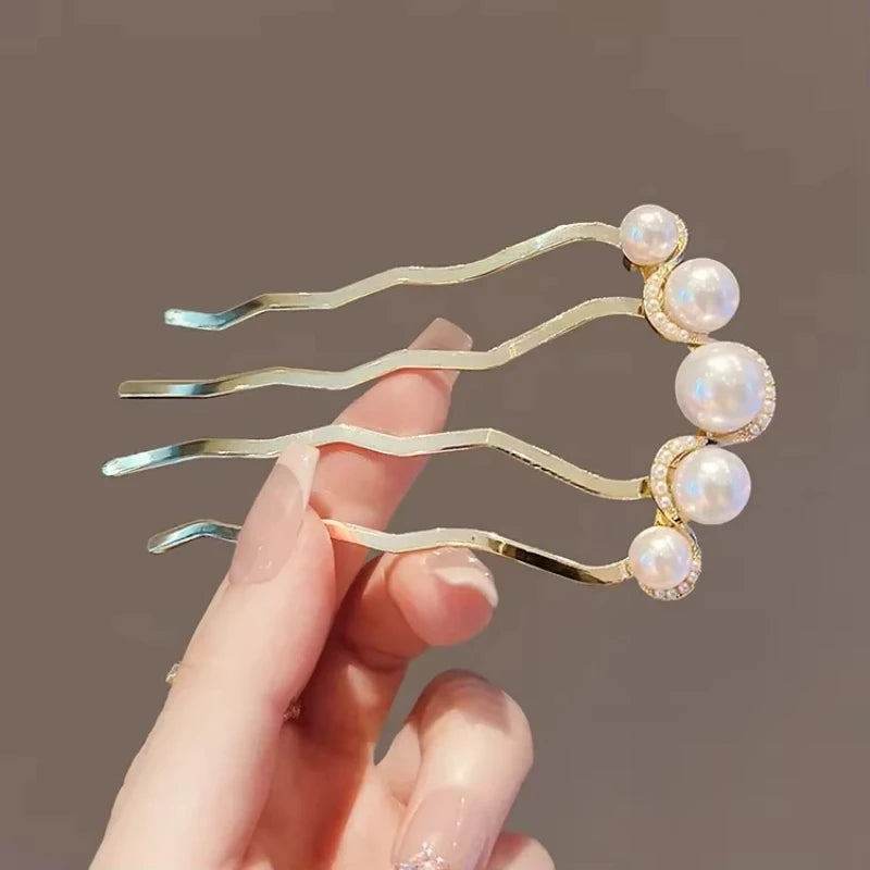 Pearl U-Shaped Hairpin – Antique Chinese Style Hair Comb Pin Hair Comb Hairpin SWANS