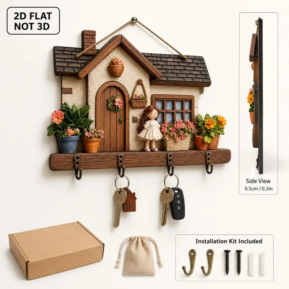 Wooden House Key Holder – Wall Mounted Decorative Key Rack Wall Key Rack SWANS