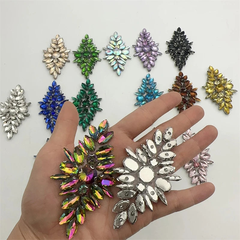 Floral Rhinestone Iron-On Applique – Crystal Beaded Patch Rhinestone Iron-On Patch SWANS