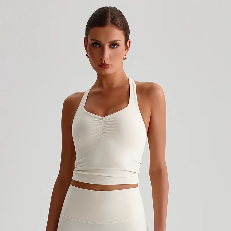 Women's Cross Back Sports Bra – High Support Yoga Tank Top Women's Sports Bra SWANS Pepper White S