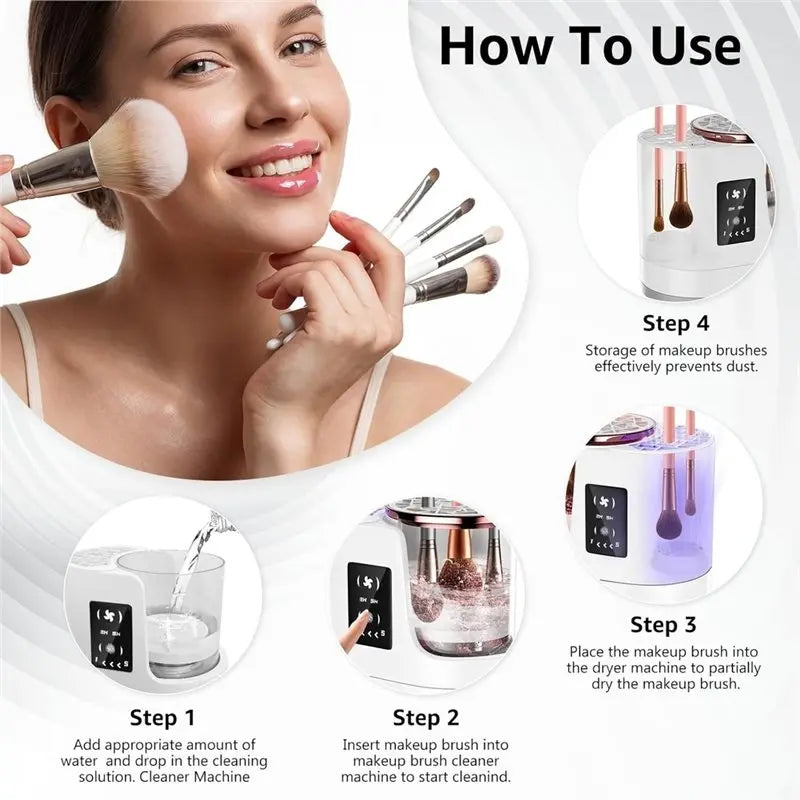 3-in-1 Electric Makeup Brush Cleaner – USB Auto Clean & Dry Makeup Brush Cleaner SWANS