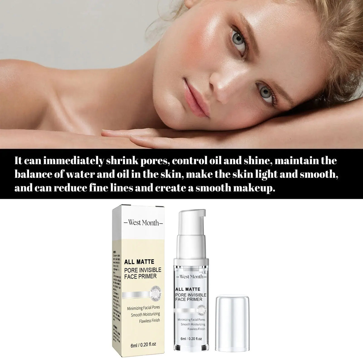 WEST MONTH Face Primer – Oil Control & Pore Minimizing 6ml Face Makeup Primer SWANS