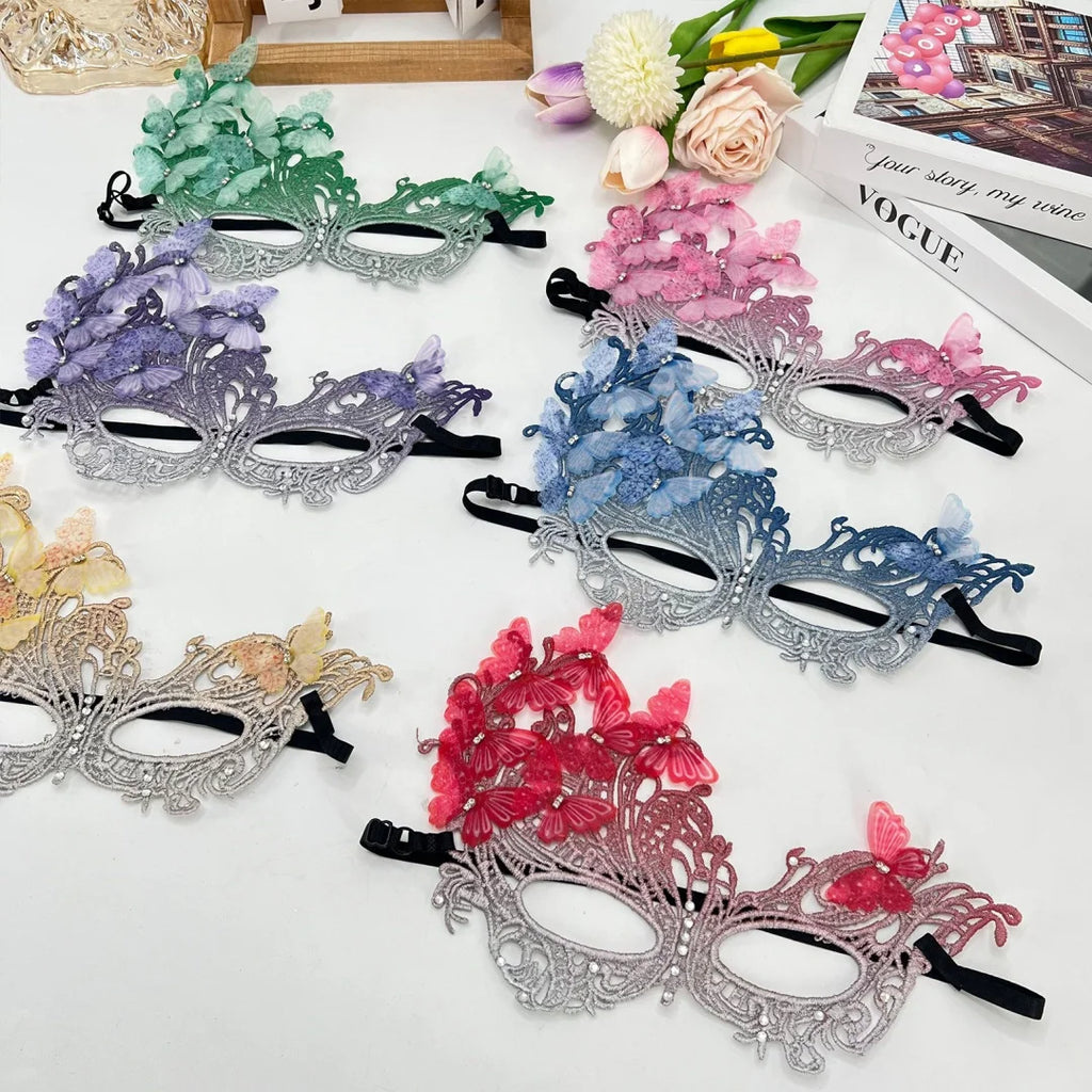 Rhinestone Butterfly Masquerade Mask – Lace Gradient Half Face Masquerade Mask SWANS