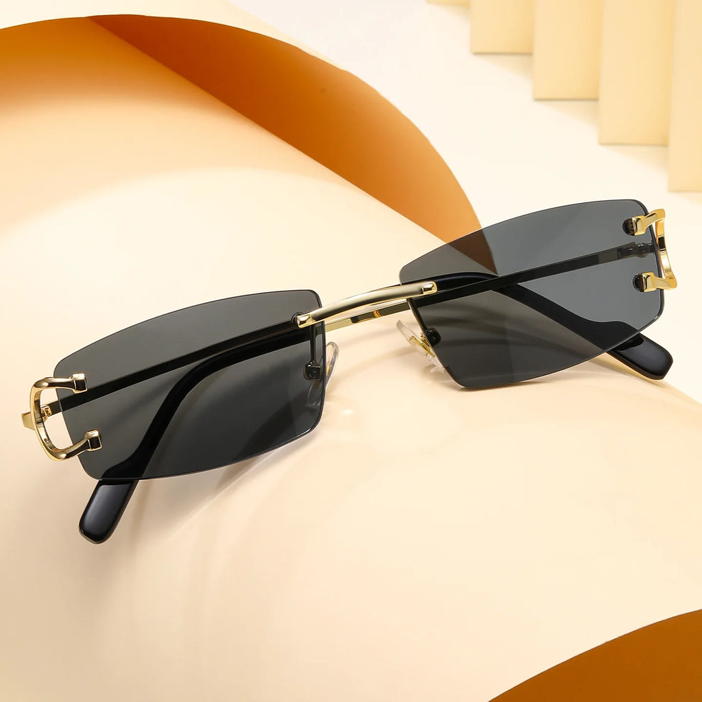 TOYEARN Vintage Rimless Rectangle Sunglasses UV400 Unisex Fashion Sunglasses SWANS
