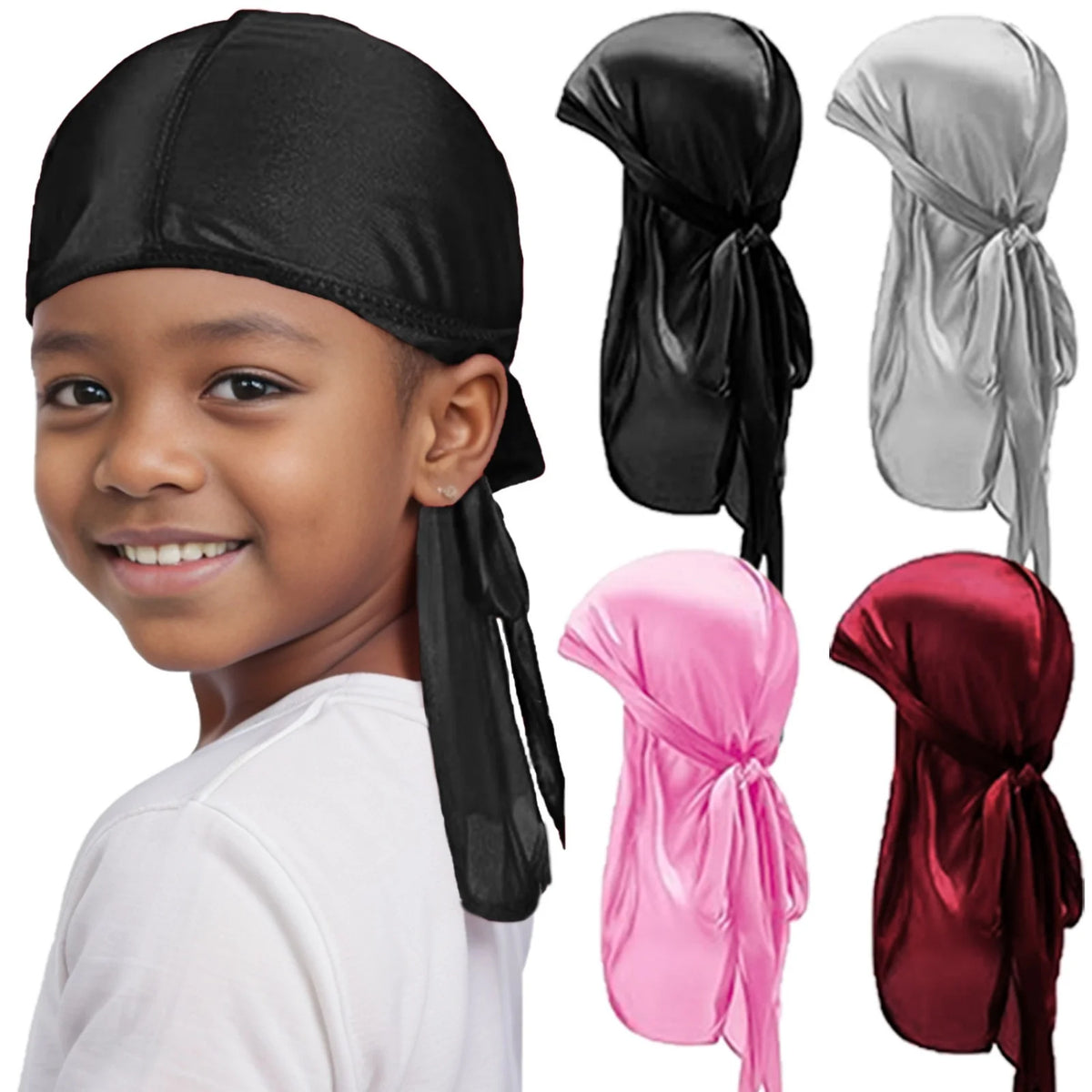 Kids Satin Durag – Silky Breathable Head Wrap for Boys Kids Head Wrap SWANS