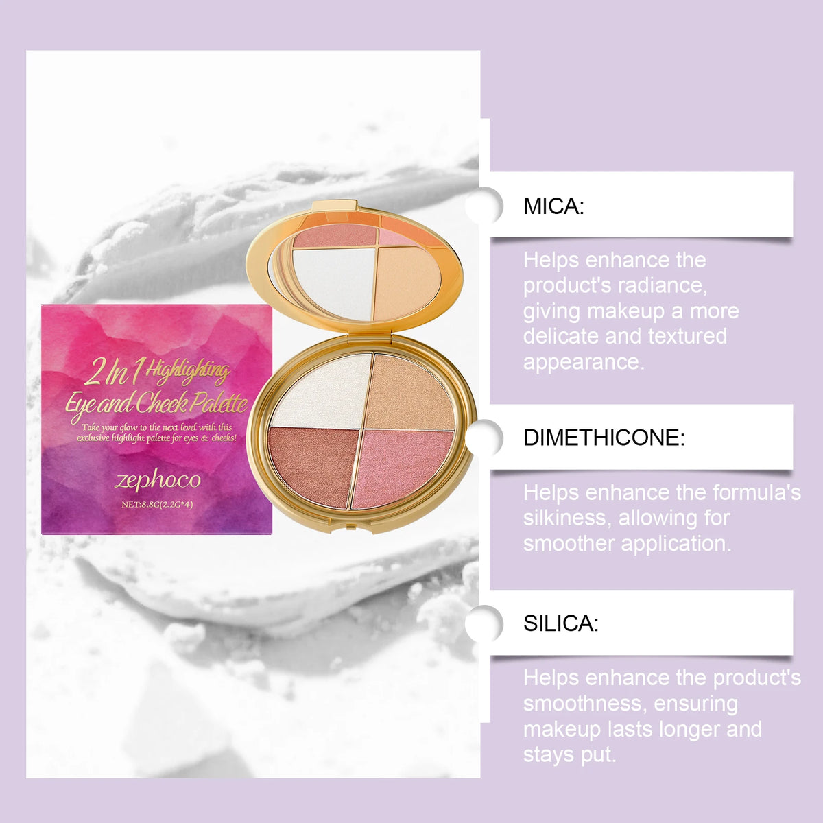SWANS Highlighter, Eyeshadow & Blush Palette – Radiant Glow Makeup Palette SWANS