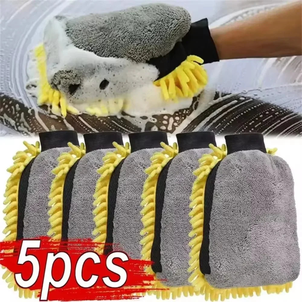 Microfiber Chenille Car Wash Gloves – Waterproof Mitt 1/5 Pack Car Wash Mitt SWANS