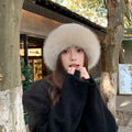 Women's Winter Plush Bucket Hat – Faux Fur Warm Fisherman Cap Winter Bucket Hat SWANS as picture One Size