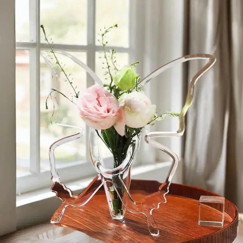 SWANS Clear Acrylic Butterfly Vase – 3D Flower Home Decor Decorative Vase SWANS