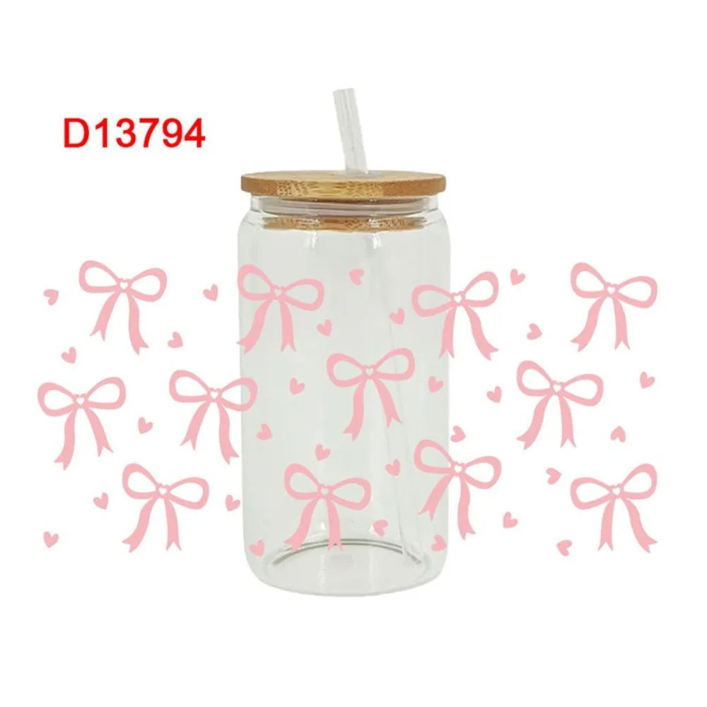 UV DTF Transfer Sticker – Waterproof Wrap for 16oz Glass Cup Cup Wrap Sticker SWANS 2