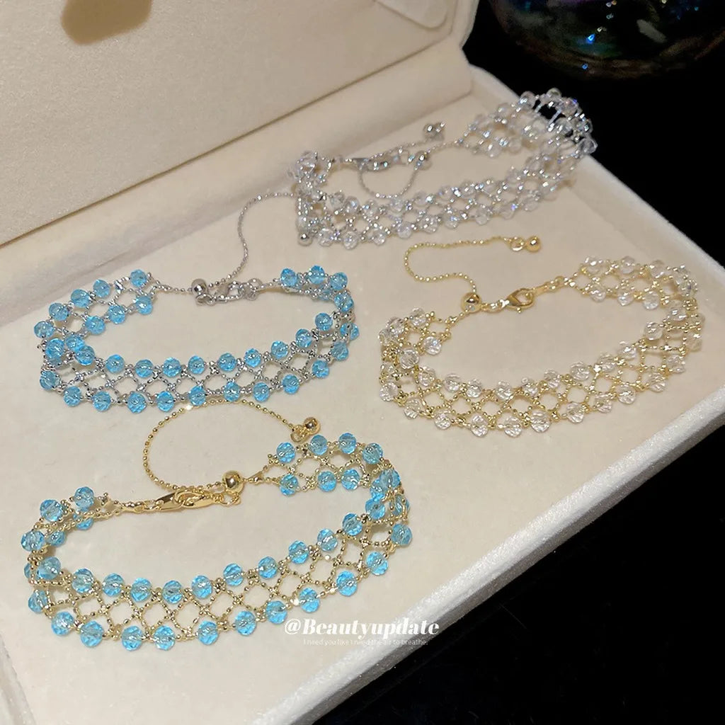 Women's Woven Crystal Alloy Bracelet – Adjustable Geometric Fashion Bracelet SWANS