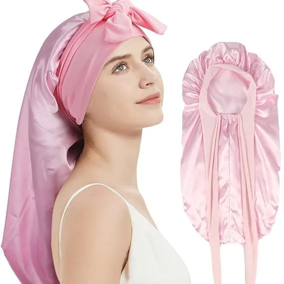 Extra Long Satin Bonnet – Anti-Frizz Sleep Cap for All Hair Types Satin Sleep Bonnet SWANS 3mix pcs