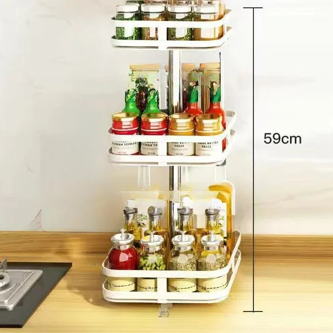 SWANS 360° Rotating Spice Rack Kitchen Countertop Organizer Rotating Spice Rack SWANS white