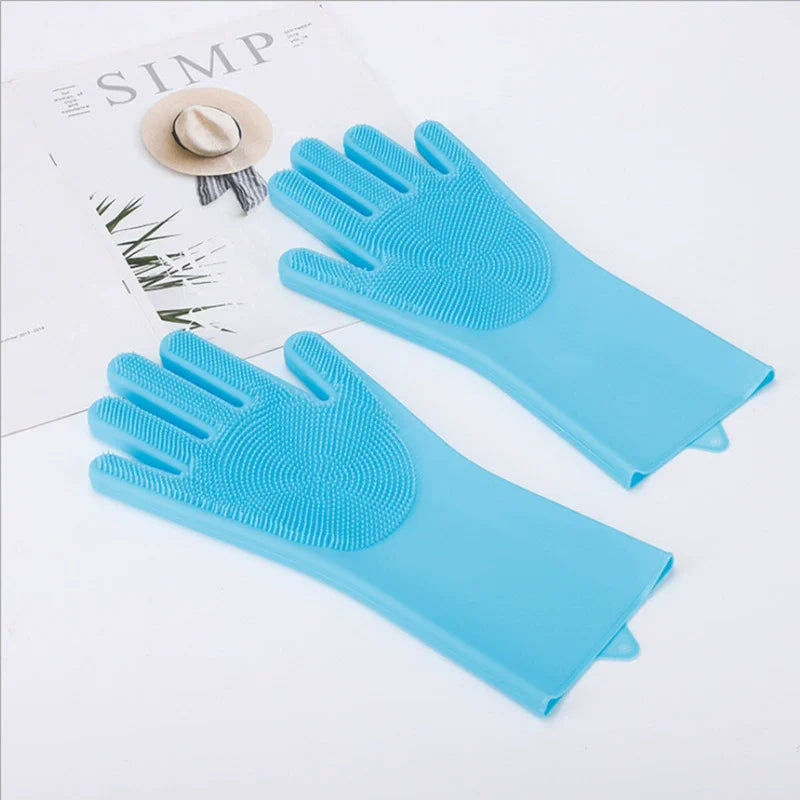 Silicone Pet Grooming Gloves – Dog & Cat Hair Removal Scrubber Pet Grooming Glove SWANS Blue One Size