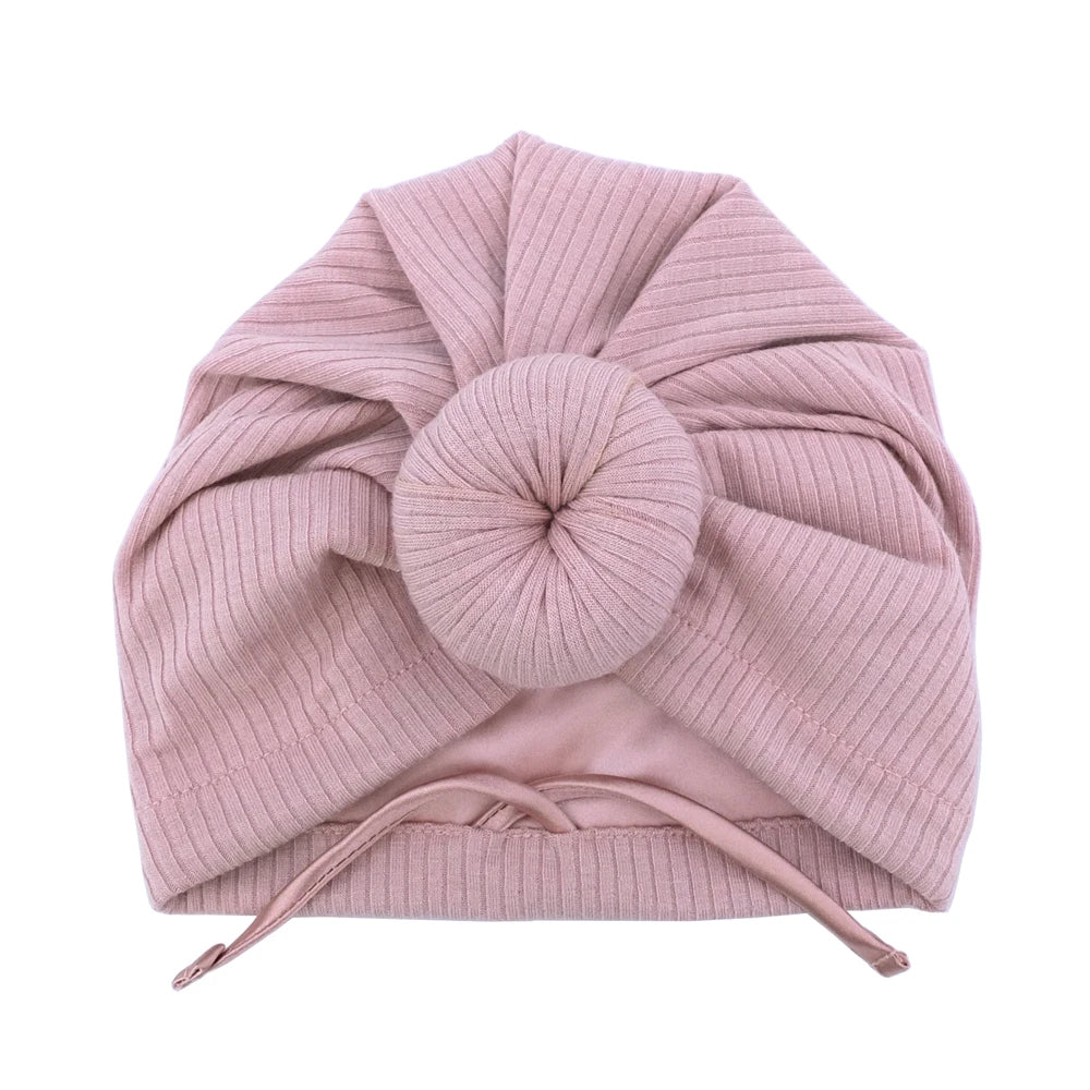 Satin Lined Baby Turban Hat – Infant Toddler Beanie Unisex Baby Turban Hat SWANS Rib Dust Pink M (6-18Month)