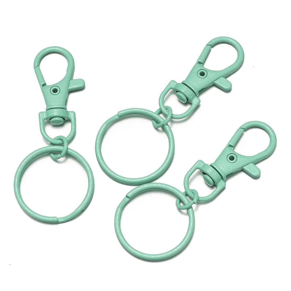 Multicolor Lobster Clasp Keyring Hooks with Adjustable Buckle Jewelry Findings SWANS Mint green 5pcs