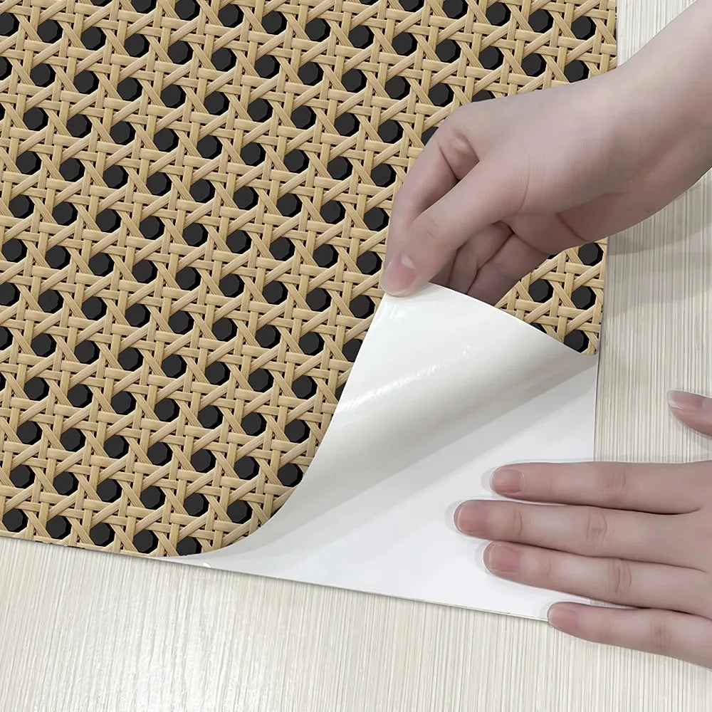 Retro 3D Rattan PVC Wall Sticker – Self-Adhesive Wallpaper Peel & Stick Wallpaper SWANS 45-200cm A