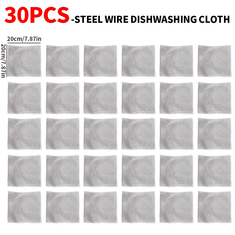 SWANS Steel Wire Dishwashing Cloth – 5/10/30 Pack Scrubber Kitchen Scrubbing Cloth SWANS 30PCS