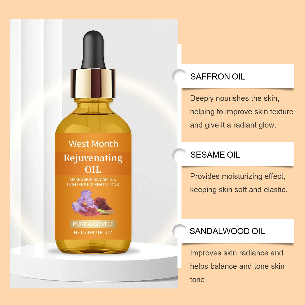 West Month Saffron Face Serum – Firming & Moisturizing Oil Face Serum Oil SWANS