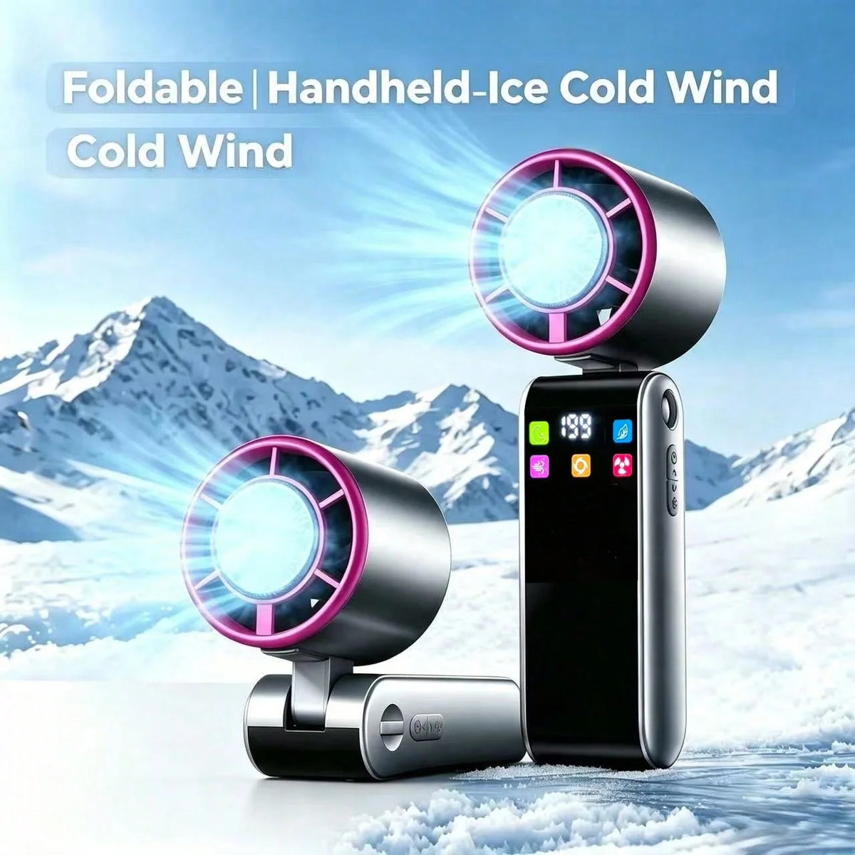 SWANS Ice-Cooling Handheld Mini Fan – 199 Speeds Type-C Handheld Cooling Fan SWANS