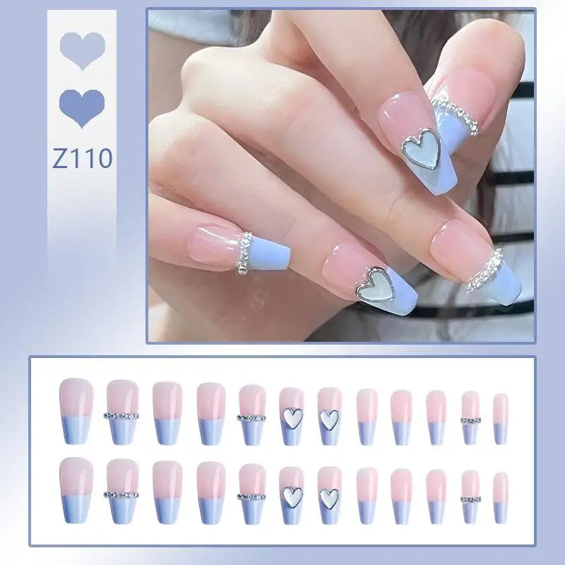 Press-On French Tip Acrylic Nails – 24pc Short Fake Nail Set