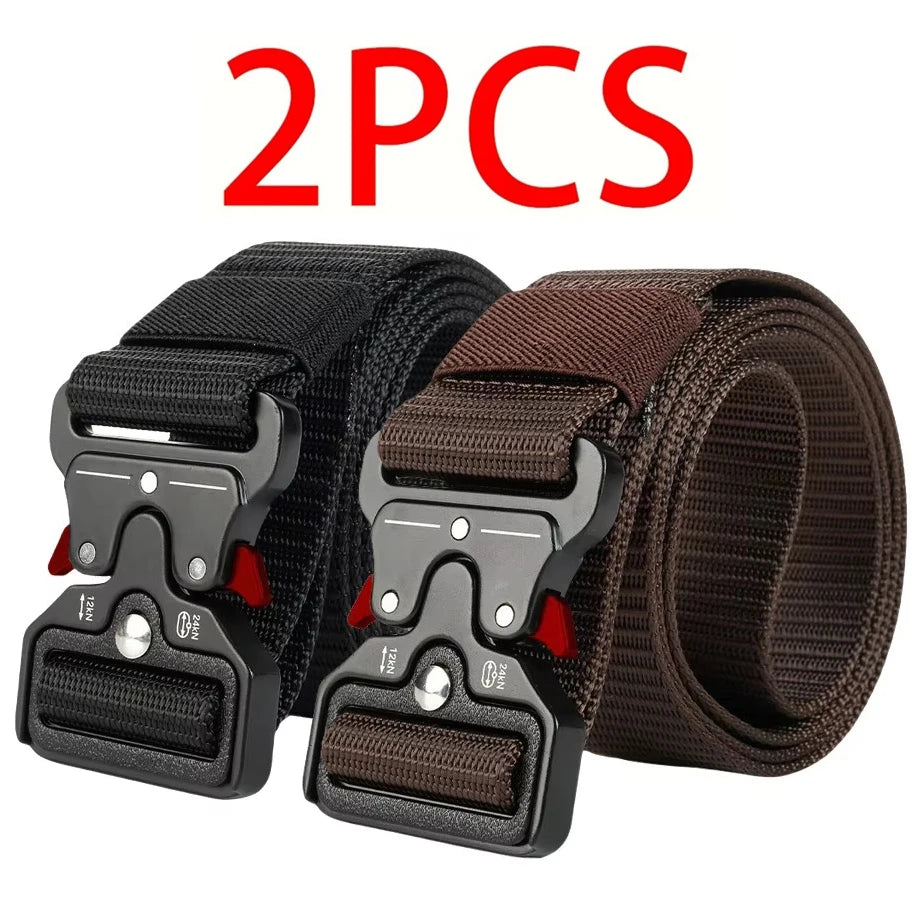 2-Pack Adjustable Tactical Belts – Unisex Outdoor Polyester Tactical Belt SWANS Black-1 and Brown-1 120cm
