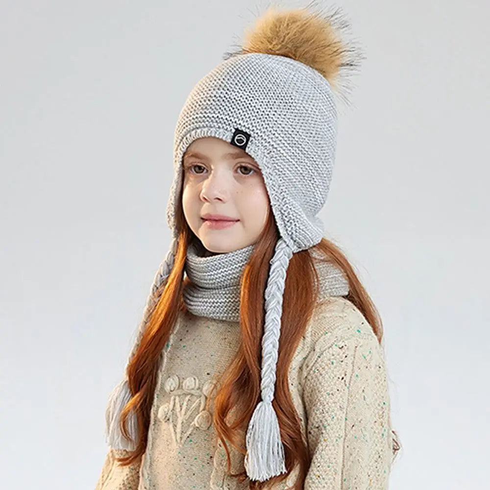 Kids Winter Hat Scarf & Gloves Set – Pompom Knit Beanie Kids Winter Set SWANS