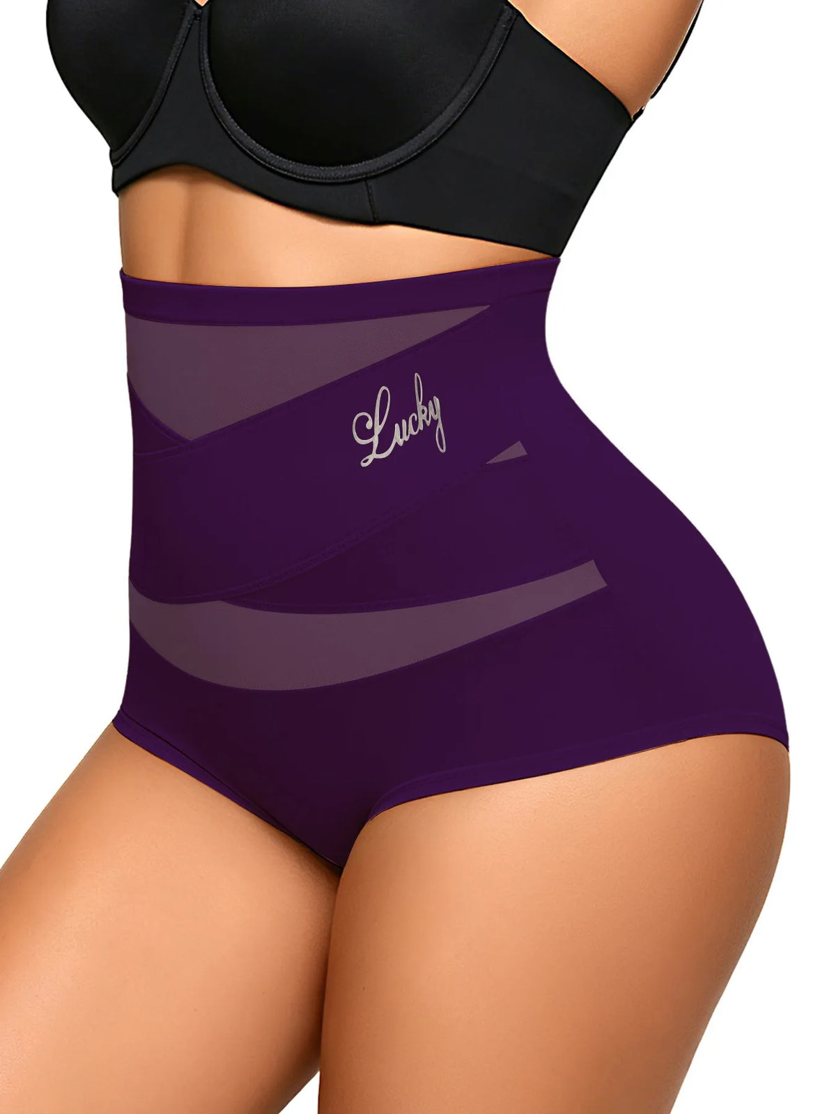 Women's High Waist Mesh Tummy Control Shapewear & Butt Lifter Women's Shapewear SWANS 8855PURPLE S