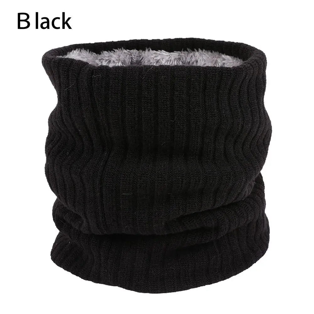 Fleece Lined Neck Gaiter – Windproof Knit Winter Loop Scarf Winter Neck Gaiter SWANS Black