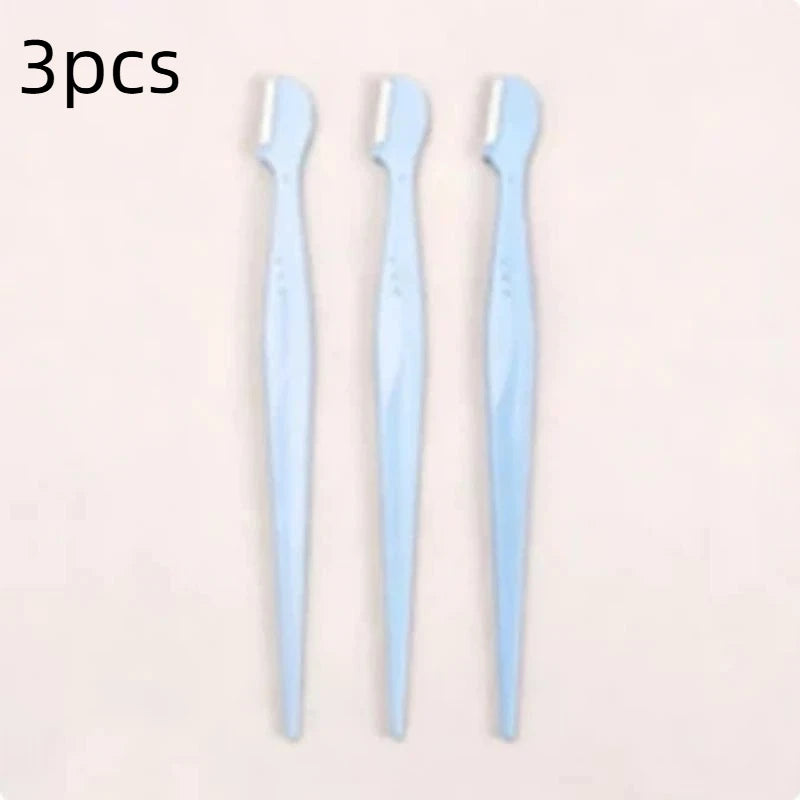 Stainless Steel Eyebrow Trimmer Set – Round Head 2/3/5 Pcs Eyebrow Trimmer Set SWANS 3pcs Light blue