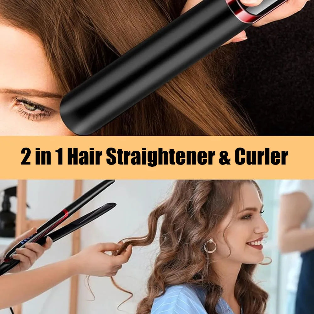 YIBER 26MM 2-in-1 Negative Ion Hair Straightener Curling Iron Hair Straightener Iron SWANS
