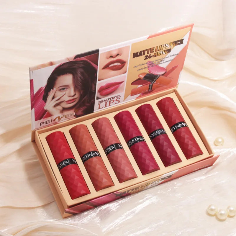 SWANS 6-Color Waterproof Moisturizing Lipstick Set | Long-Lasting Lipstick Set SWANS P8294 Full Size