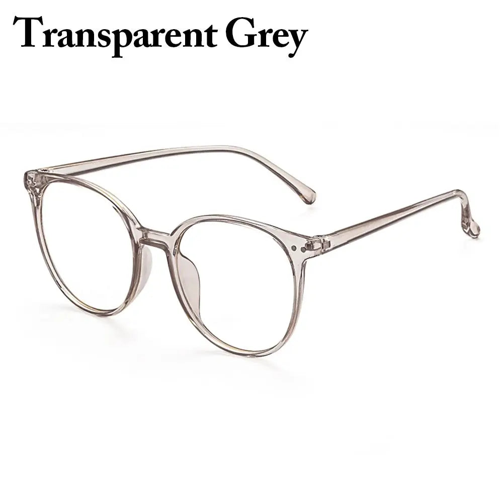 Vintage Round Blue Light Blocking Glasses – Unisex Clear Lens Blue Light Glasses SWANS Transparent Grey