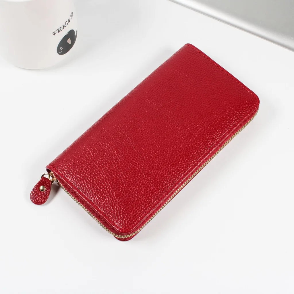 Women's PU Leather Long Wallet Clutch – Multi-Slot Organizer Women's Long Wallet SWANS Wine Red