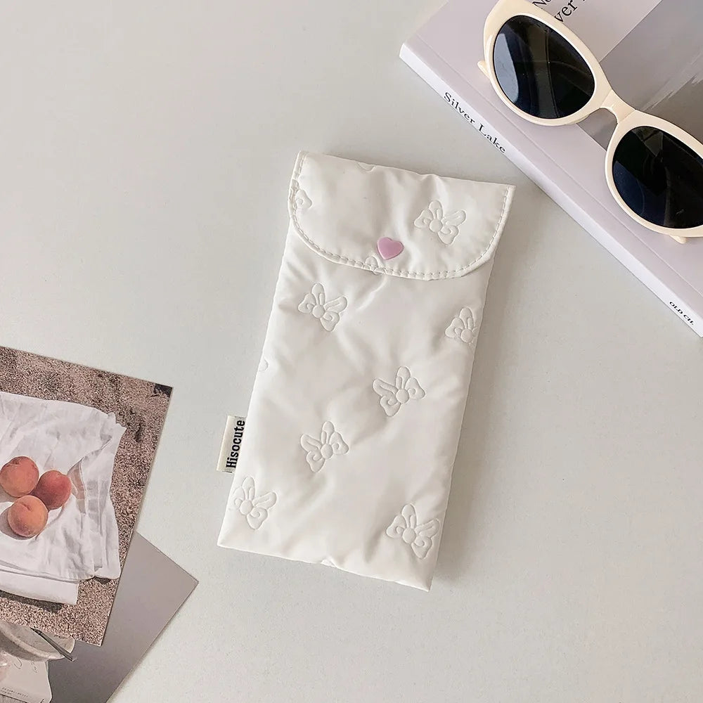 Cute Bow Eyeglasses Pouch – Pencil & Makeup Brush Case Eyeglasses Pouch SWANS White
