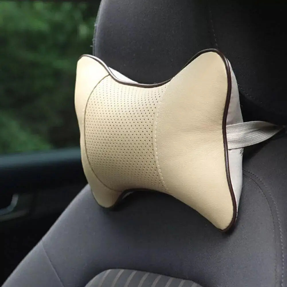 SWANS PU Leather Car Headrest Neck Pillow – Breathable Mesh Car Neck Pillow SWANS