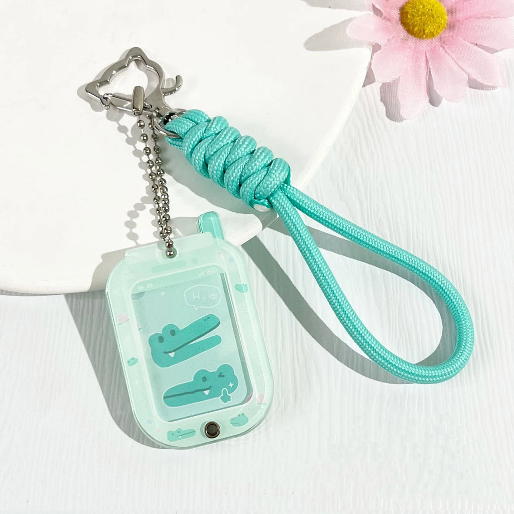 Acrylic Photo Frame Keychain – 1-Inch Photocard Holder Photo Frame Keychain SWANS Green B WHITE