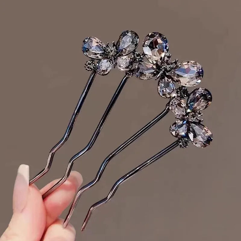 U-Shaped Floral Hair Comb Pin – Ancient Style Headpiece Hair Comb Pin SWANS Style E