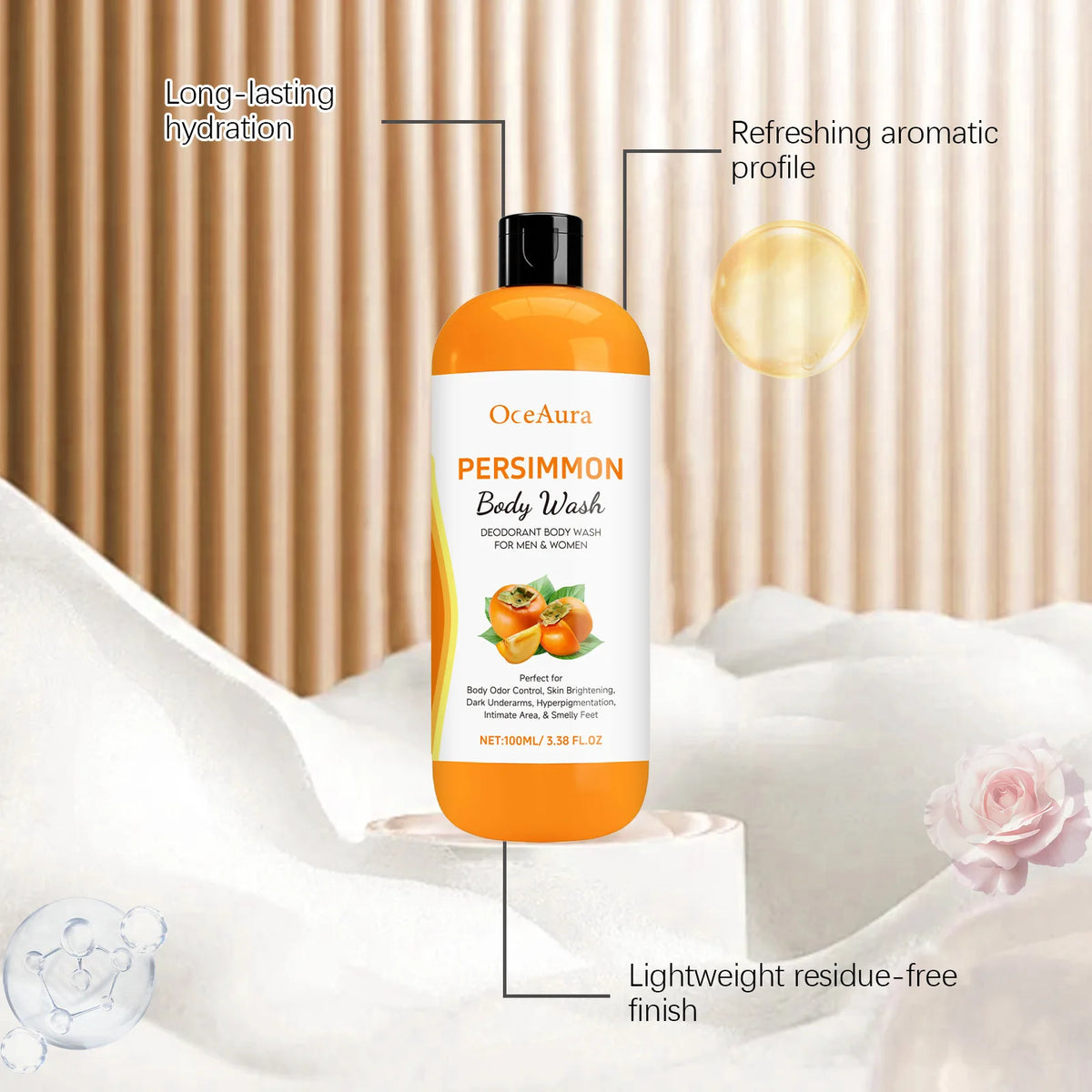 OceAura Persimmon Body Wash – Exfoliating Shower Gel 100ml Exfoliating Shower Gel SWANS