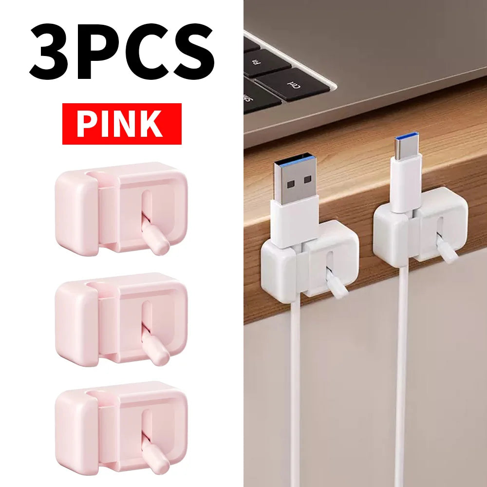 Cable Management Clips – Desk Mouse & Charging Cable Organizer Cable Management Clips SWANS PINK 3PCS