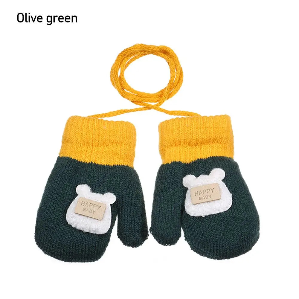Kids Winter Knitted Mittens – Warm Toddler Gloves Ages 1–6 Kids Winter Mittens SWANS olive green