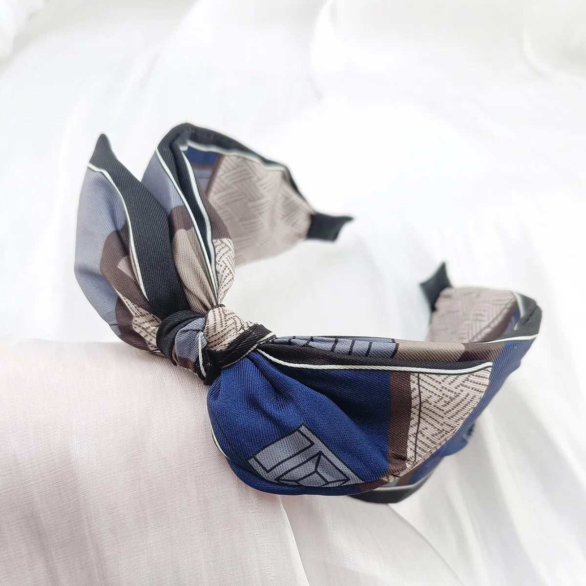 Women's Wide Bow Flower Headband – Turban Hairband 1 or 4 Pack Fashion Headband SWANS Grey Blue