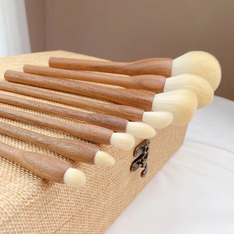 DANNYHOO Black Walnut Makeup Brush Set – 6/8/10 Pcs Makeup Brush Set SWANS