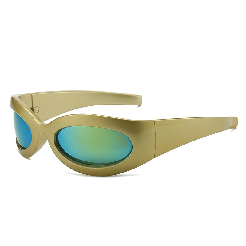 TOYEARN Y2K Punk Cat Eye Sunglasses UV400 Mirror – Unisex Cat Eye Sunglasses SWANS Gold Mirror As the picture