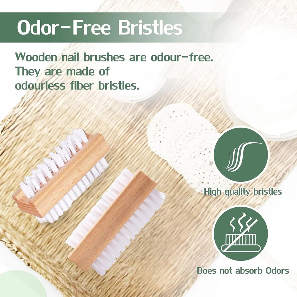 SWANS 4-Pack Two-Sided Wooden Nail Cleaning Brush Set Nail Cleaning Brush SWANS